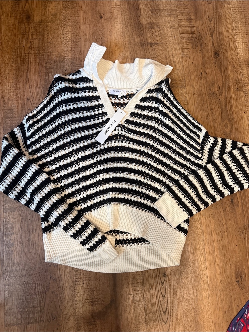 The Workshop Clothing Black & White Striped Turtleneck Sweater